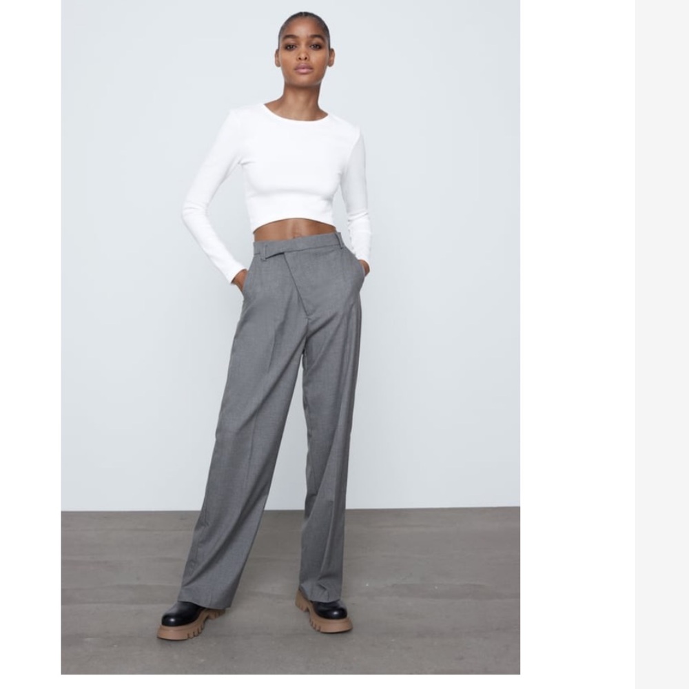 Zara Gray Wide Leg Pants